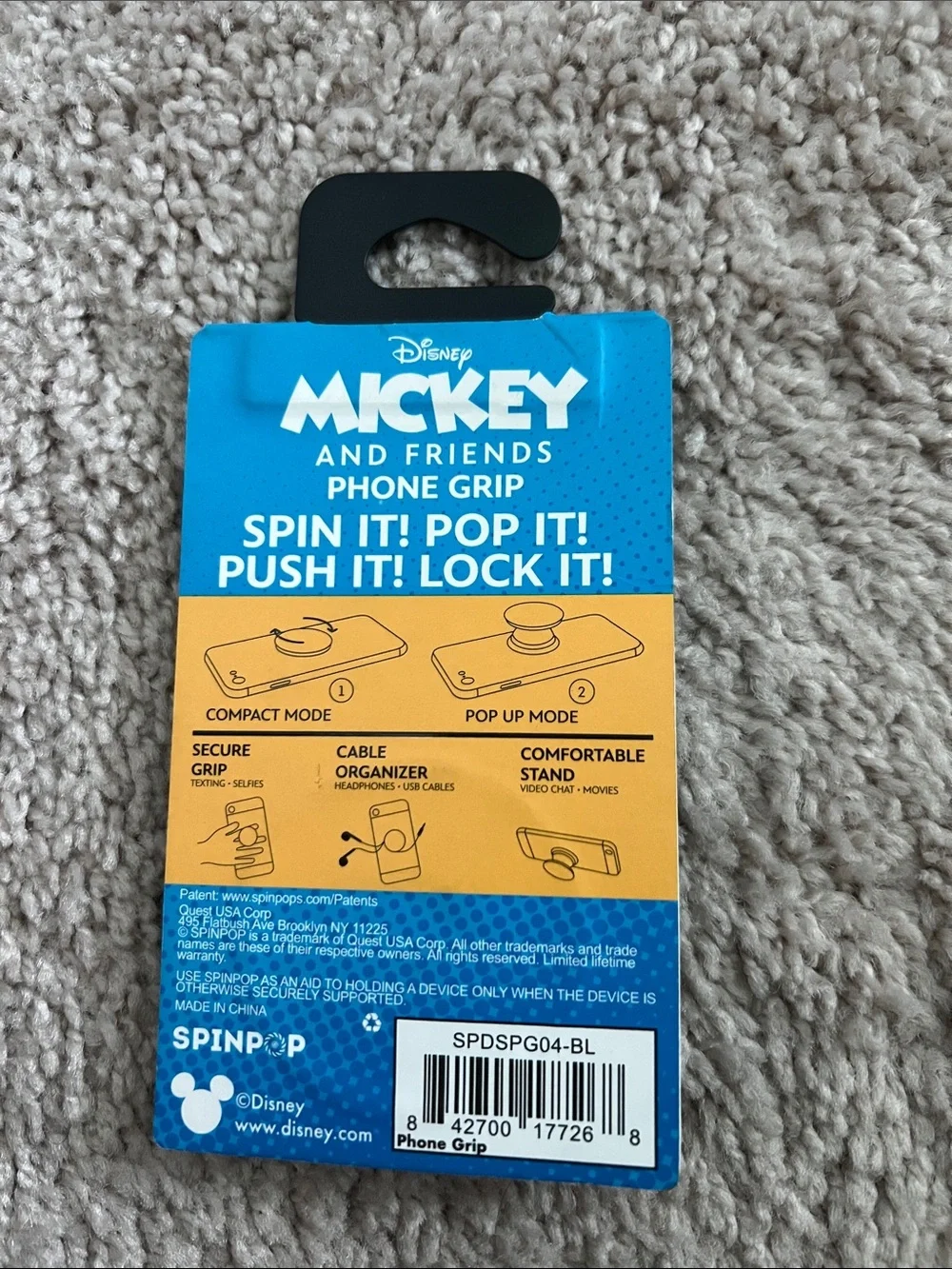 Disney Minnie Mouse Multicolor Geometric Phone Grip with Black Base